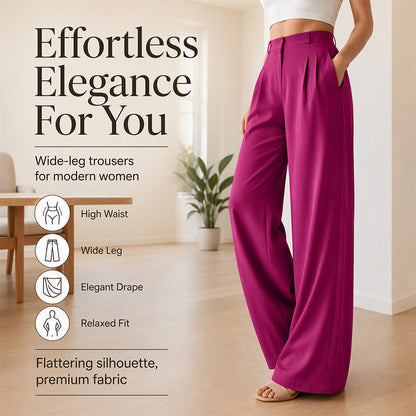 ✨ Polished Comfort | Women's High-Waisted Wide-Leg Suit Pants