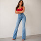 ✨ Flattering Denim Comfort | Women's High-Waisted Front-Seam Flare Jeans