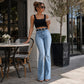 ✨ Flattering Denim Comfort | Women's High-Waisted Front-Seam Flare Jeans