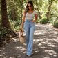 ✨ Flattering Denim Comfort | Women's High-Waisted Front-Seam Flare Jeans