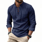✨ Easy Everyday Style | Men's Lace-Up Stand-Collar Cotton-Blend Shirt