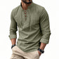 ✨ Easy Everyday Style | Men's Lace-Up Stand-Collar Cotton-Blend Shirt