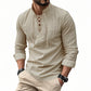 ✨ Easy Everyday Style | Men's Lace-Up Stand-Collar Cotton-Blend Shirt