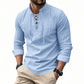 ✨ Easy Everyday Style | Men's Lace-Up Stand-Collar Cotton-Blend Shirt