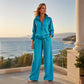 ✨ Effortless Comfort | Women's Zip-Up Cardigan & Wide-Leg Pants 2-Piece Set