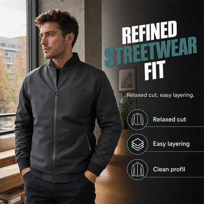 🍂 Made for Cooler Days | Men's Relaxed-Fit Embroidered Bomber Jacket