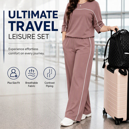 ✨ Easy Everyday Comfort | Women's Relaxed Short-Sleeve Top & Pants 2-Piece Set