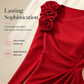 ✨ Romantic Elegance | Women's Ruched Midi Dress with 3D Rose Details