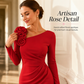 ✨ Romantic Elegance | Women's Ruched Midi Dress with 3D Rose Details