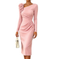 ✨ Romantic Elegance | Women's Ruched Midi Dress with 3D Rose Details