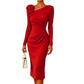 ✨ Romantic Elegance | Women's Ruched Midi Dress with 3D Rose Details