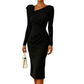 ✨ Romantic Elegance | Women's Ruched Midi Dress with 3D Rose Details