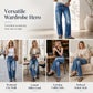 ✨ Timeless Denim Comfort | Women's Distressed Straight-Leg Jeans