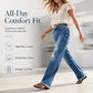 ✨ Timeless Denim Comfort | Women's Distressed Straight-Leg Jeans