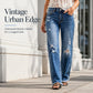 ✨ Timeless Denim Comfort | Women's Distressed Straight-Leg Jeans