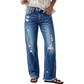 ✨ Timeless Denim Comfort | Women's Distressed Straight-Leg Jeans