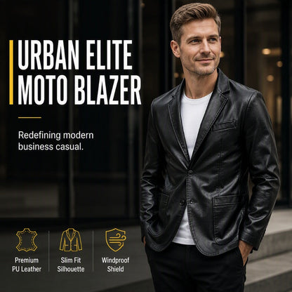 ✨ Premium Urban Style | Men's Tailored Slim-Fit PU Leather Jacket