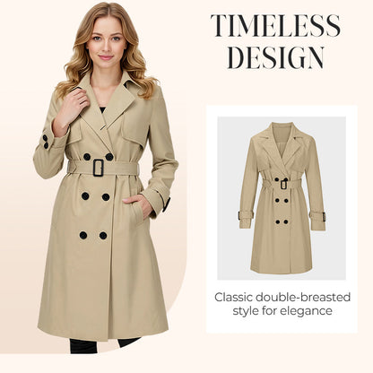 🍂 Timeless Style | Women's Belted Double-Breasted Trench Coat