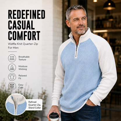 ✨ Easy Everyday Comfort | Men's Waffle-Knit Quarter-Zip Shirt
