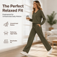 ✨ Effortless Comfort | Women's V-Neck Knit Top & Pants 2-Piece Lounge Set