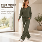 ✨ Effortless Comfort | Women's V-Neck Knit Top & Pants 2-Piece Lounge Set
