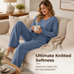 ✨ Effortless Comfort | Women's V-Neck Knit Top & Pants 2-Piece Lounge Set