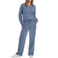 ✨ Effortless Comfort | Women's V-Neck Knit Top & Pants 2-Piece Lounge Set