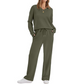 ✨ Effortless Comfort | Women's V-Neck Knit Top & Pants 2-Piece Lounge Set