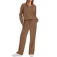✨ Effortless Comfort | Women's V-Neck Knit Top & Pants 2-Piece Lounge Set