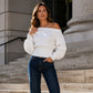✨ Flattering Comfort | Women's Off-Shoulder Ribbed Knit Sweater