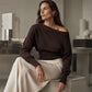 ✨ Flattering Comfort | Women's Off-Shoulder Ribbed Knit Sweater