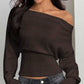 ✨ Flattering Comfort | Women's Off-Shoulder Ribbed Knit Sweater