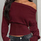 ✨ Flattering Comfort | Women's Off-Shoulder Ribbed Knit Sweater