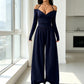 ✨ Deep V-Neck, Flattering Ruched Waist | Women's Wide-Leg Jumpsuit