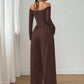 ✨ Deep V-Neck, Flattering Ruched Waist | Women's Wide-Leg Jumpsuit