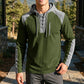 ✨ Elevated Comfort | Men's Waffle-Knit Color-Block Lace-Up Hoodie