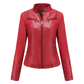 ✨ Elevated Moto Style | Women's Slim-Fit Quilted-Shoulder Faux Leather Jacket