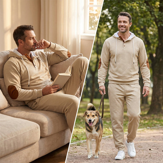 ✨ Easy Everyday Comfort | Men's Hooded Patchwork Tracksuit 2-Piece Set