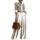 ✨ Effortless Everyday Style | Women's Striped Shirt & Wide-Leg Pants 2-Piece Set