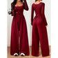 ✨ Flattering Elegance | Women's Square-Neck Ruched-Waist Wide-Leg Jumpsuit