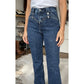 ✨ Sculpting Denim Style | Women's High-Waisted Multi-Button Seam Jeans