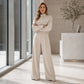 ✨ Effortless Everyday Style | Women's Stand-Collar Jacket & Wide-Leg Pants 2-Piece Set