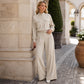 ✨ Effortless Everyday Style | Women's Stand-Collar Jacket & Wide-Leg Pants 2-Piece Set