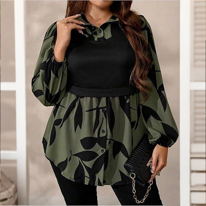 ✨ Effortless Layered Style | Women's Floral Print Fake 2-Piece Pullover Shirt