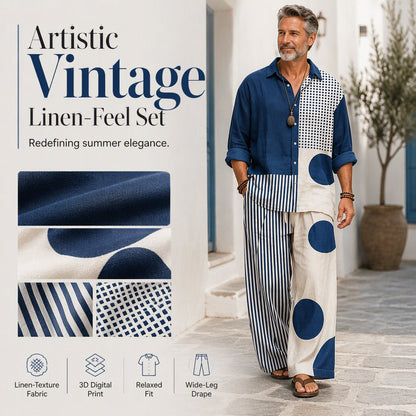 ✨ Easy Summer Style | Men's Retro Print Loose-Fit 2-Piece Set