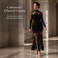 ✨ Elegant Lace Detail | Women's High-Neck Lace-Spliced Long-Sleeve Maxi Dress