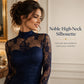 ✨ Elegant Lace Detail | Women's High-Neck Lace-Spliced Long-Sleeve Maxi Dress
