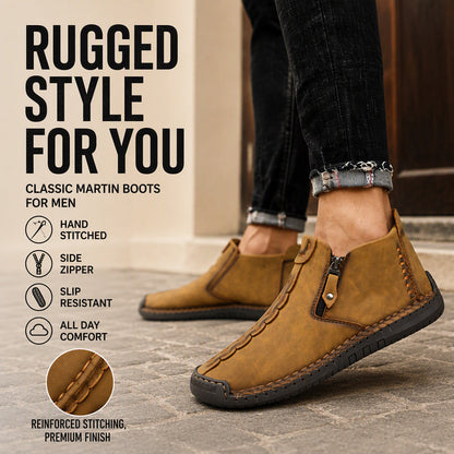 🥾 Rugged Everyday Comfort | Men's Stitched Zip-Up Casual Ankle Boots