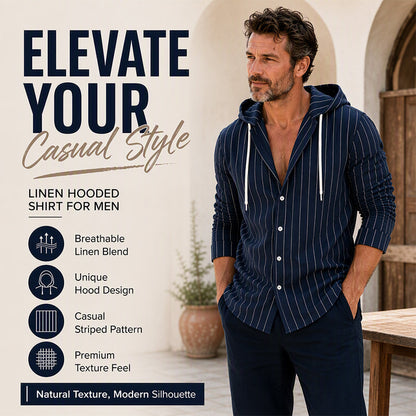 ✨ Easy Everyday Comfort | Men's Striped Long-Sleeve Hooded Shirt