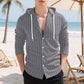 ✨ Easy Everyday Comfort | Men's Striped Long-Sleeve Hooded Shirt